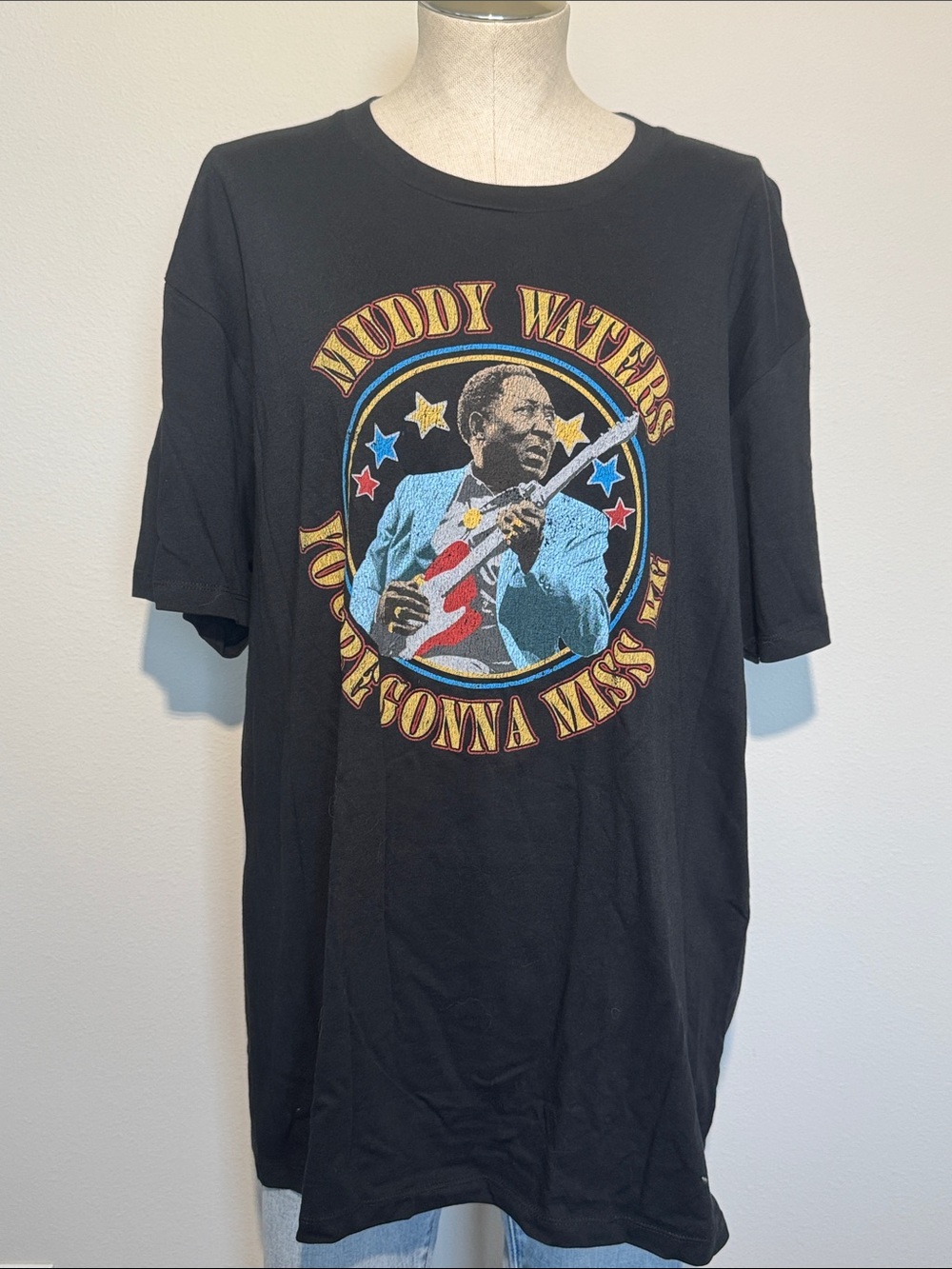 Women’s Black Muddy Waters Graphic Tee — Vintage Concert Style